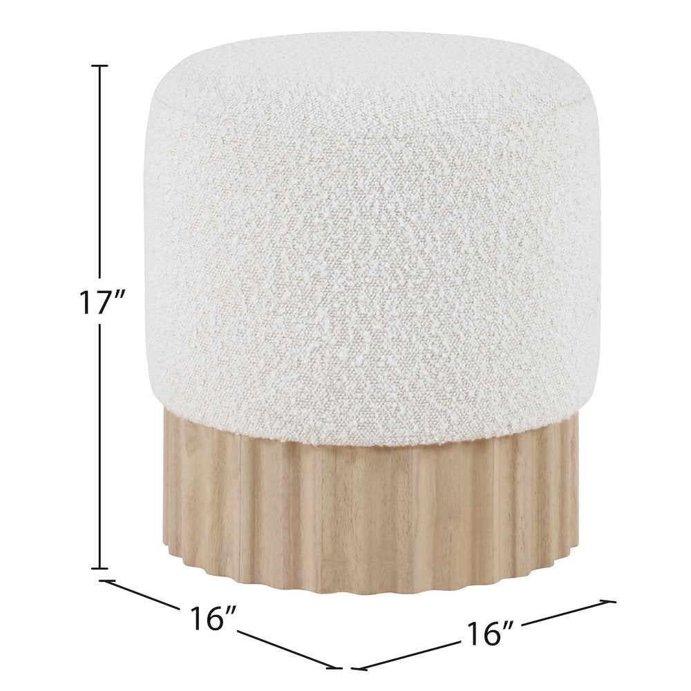 Veranda Cream Boucle Fabric Ottoman/Stool