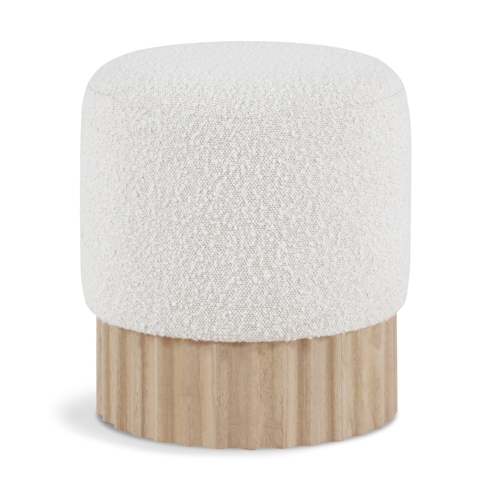 Veranda Cream Boucle Fabric Ottoman/Stool