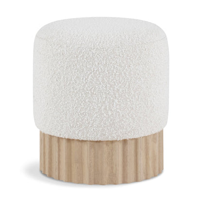 Veranda Cream Boucle Fabric Ottoman/Stool