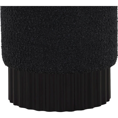 Veranda Black Boucle Fabric Ottoman/Stool
