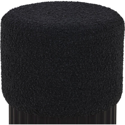 Veranda Black Boucle Fabric Ottoman/Stool