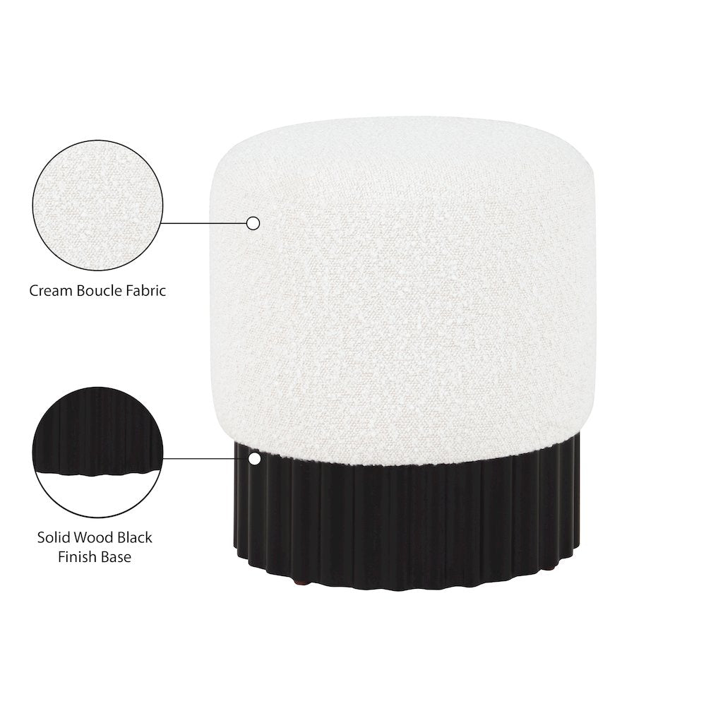 Veranda Cream Boucle Fabric Ottoman/Stool