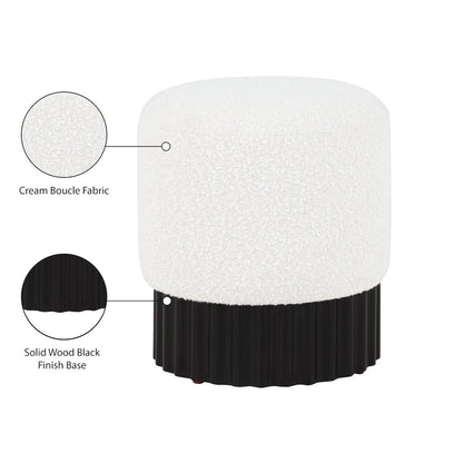 Veranda Cream Boucle Fabric Ottoman/Stool