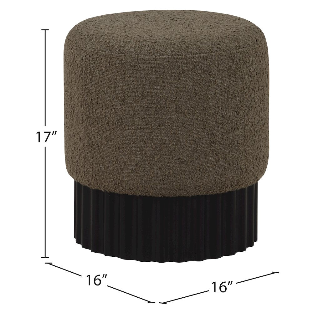 Veranda Olive Boucle Fabric Ottoman/Stool