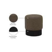 Veranda Olive Boucle Fabric Ottoman/Stool
