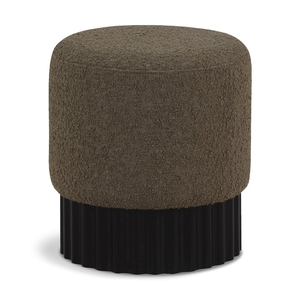 Veranda Olive Boucle Fabric Ottoman/Stool