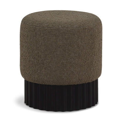 Veranda Olive Boucle Fabric Ottoman/Stool