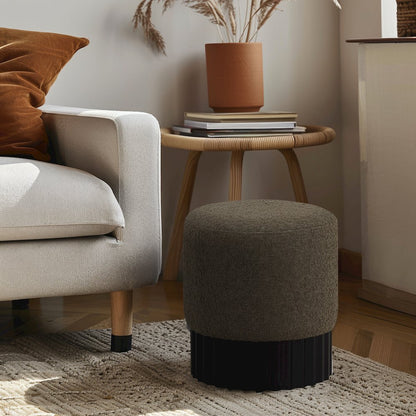 Veranda Olive Boucle Fabric Ottoman/Stool