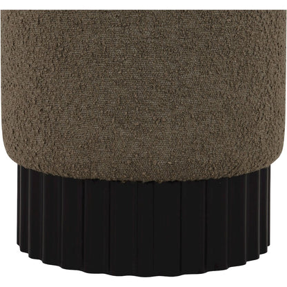 Veranda Olive Boucle Fabric Ottoman/Stool