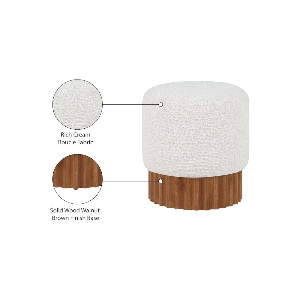 Veranda Cream Boucle Fabric Ottoman/Stool