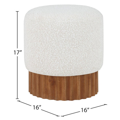Veranda Cream Boucle Fabric Ottoman/Stool