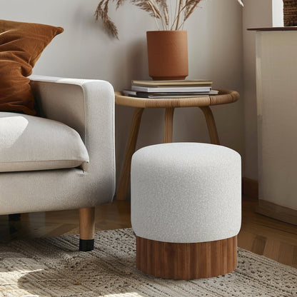 Veranda Cream Boucle Fabric Ottoman/Stool