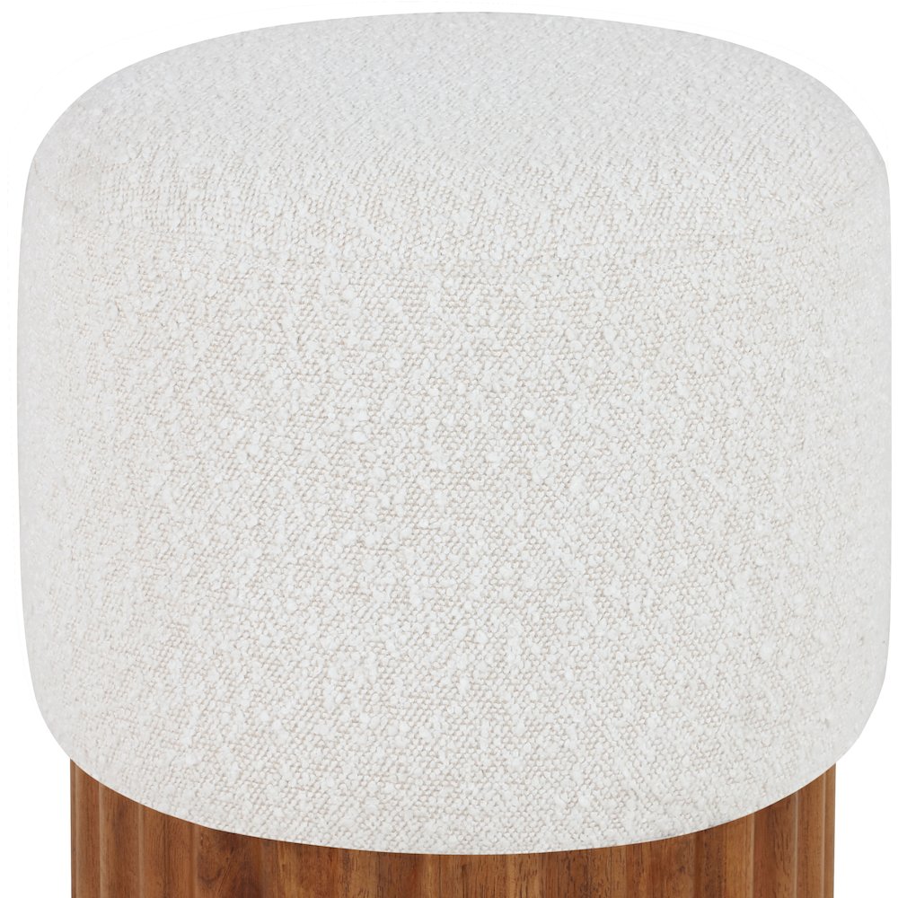 Veranda Cream Boucle Fabric Ottoman/Stool
