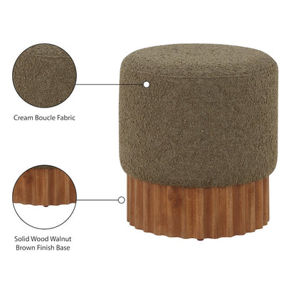 Veranda Olive Boucle Fabric Ottoman/Stool