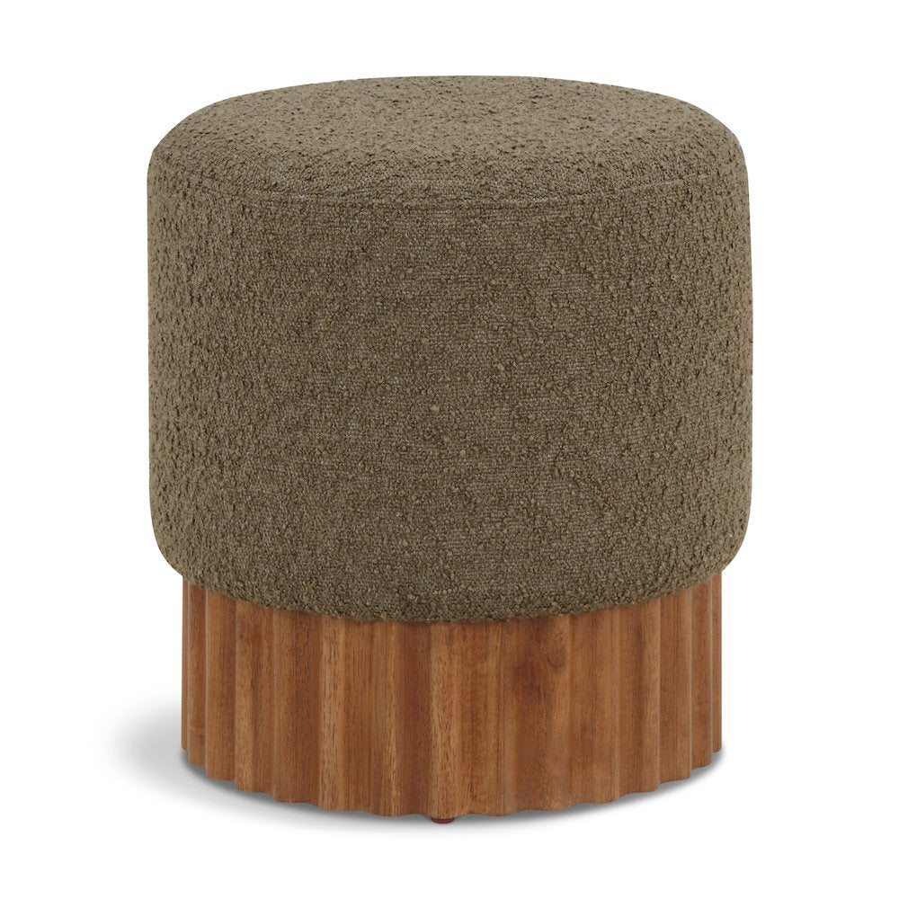 Veranda Olive Boucle Fabric Ottoman/Stool