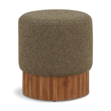 Veranda Olive Boucle Fabric Ottoman/Stool