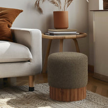 Veranda Olive Boucle Fabric Ottoman/Stool