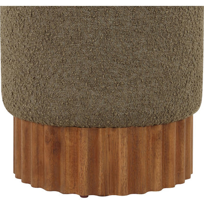 Veranda Olive Boucle Fabric Ottoman/Stool