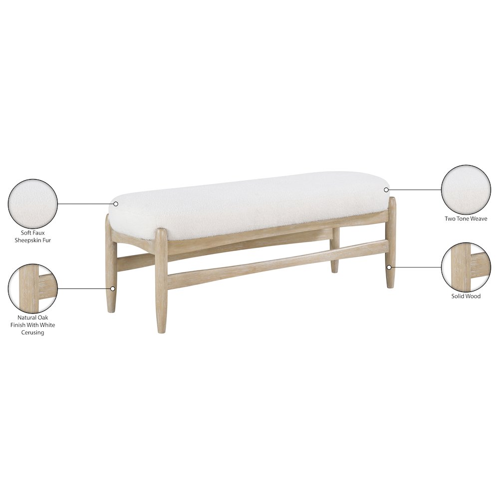 Briar Cream Faux Sheepskin Upholstered Bench