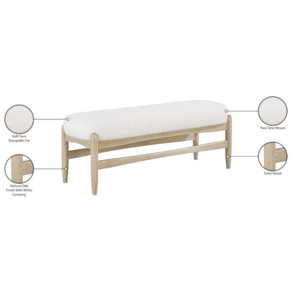 Briar Cream Faux Sheepskin Upholstered Bench