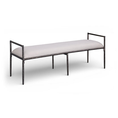 Axis Beige Linen Textured Fabric Upholstered Bench