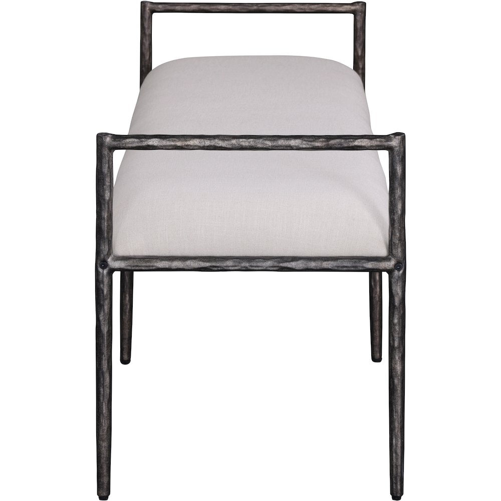 Axis Beige Linen Textured Fabric Upholstered Bench