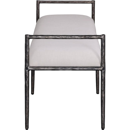 Axis Beige Linen Textured Fabric Upholstered Bench
