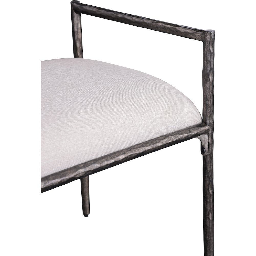 Axis Beige Linen Textured Fabric Upholstered Bench
