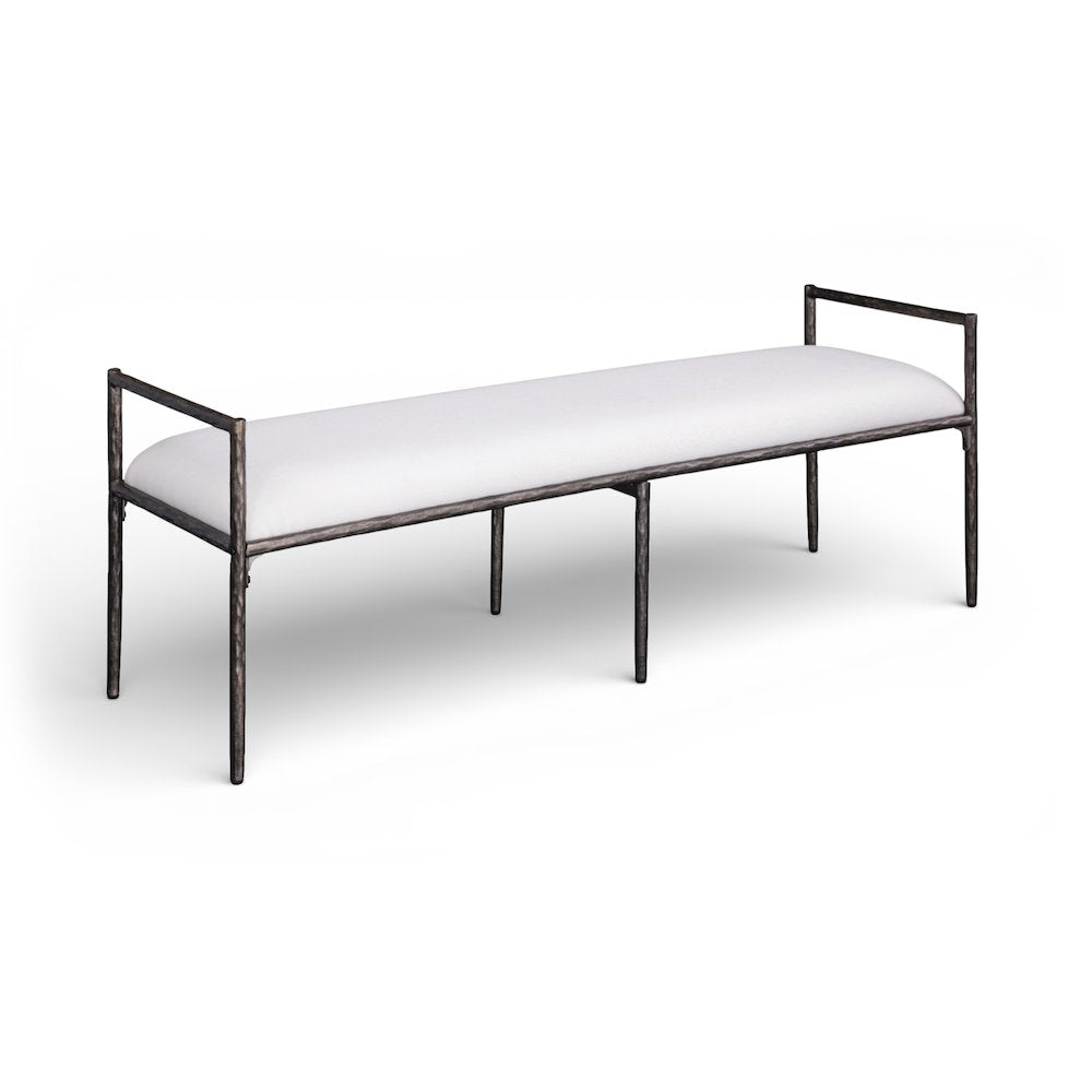 Axis Cream Linen Textured Fabric Upholstered Bench