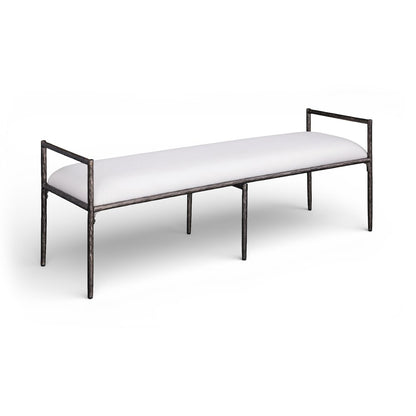 Axis Cream Linen Textured Fabric Upholstered Bench