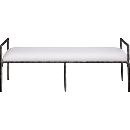 Axis Cream Linen Textured Fabric Upholstered Bench