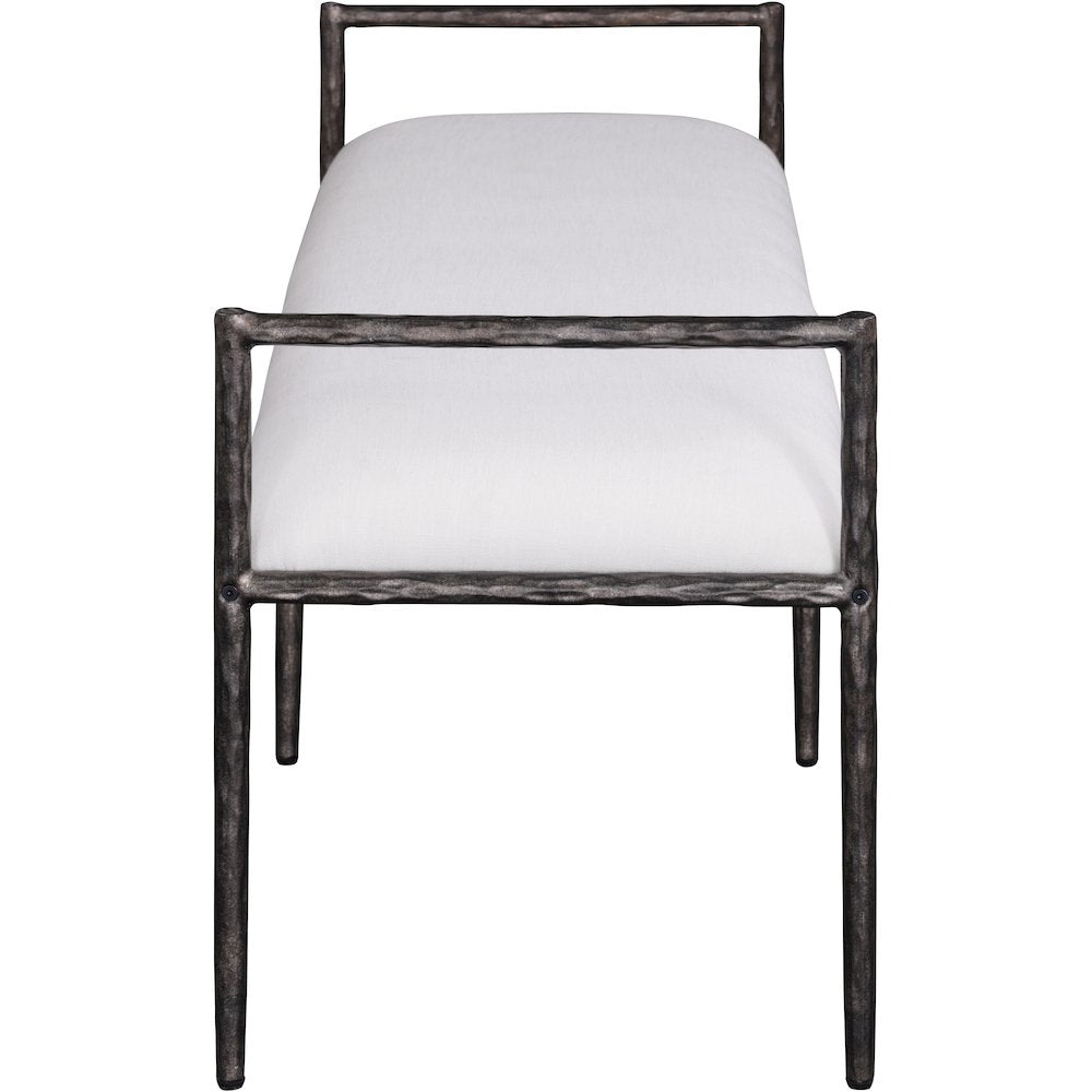 Axis Cream Linen Textured Fabric Upholstered Bench