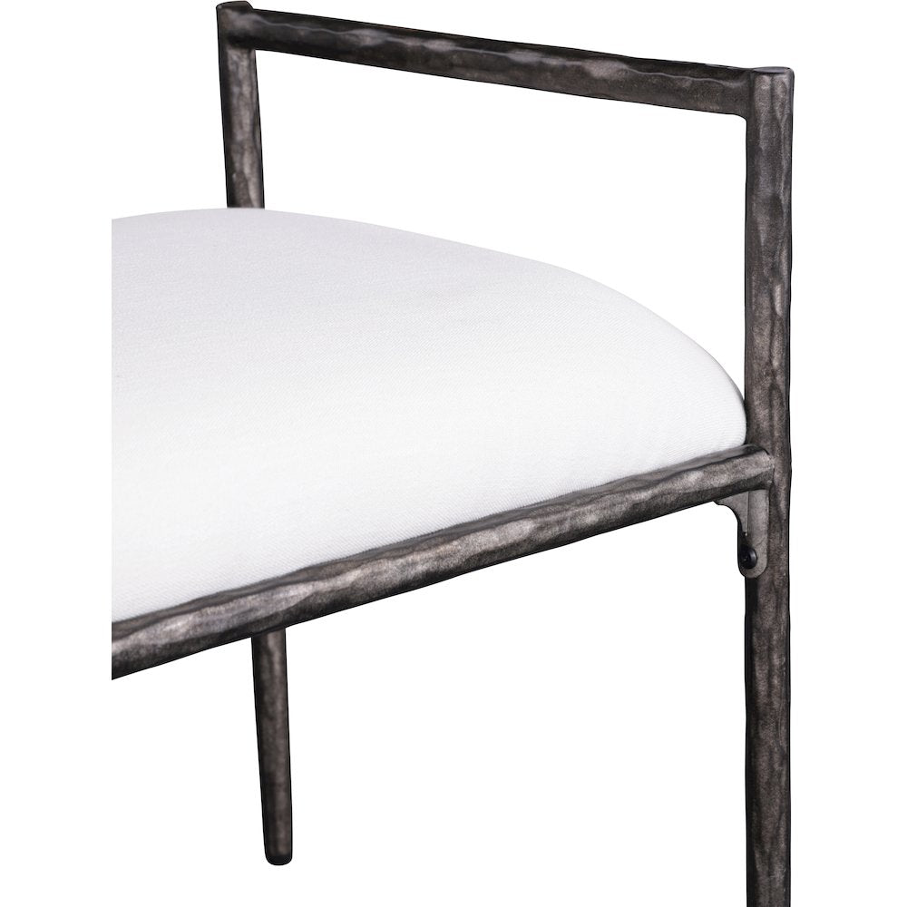 Axis Cream Linen Textured Fabric Upholstered Bench