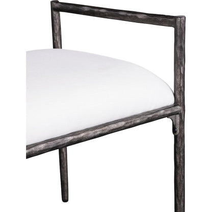 Axis Cream Linen Textured Fabric Upholstered Bench