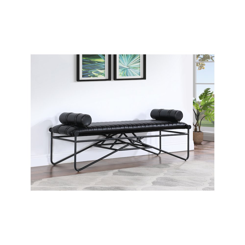 Gatsby Black Vegan Leather Bench