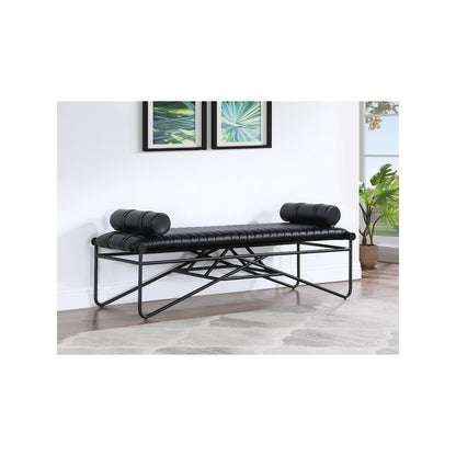 Gatsby Black Vegan Leather Bench