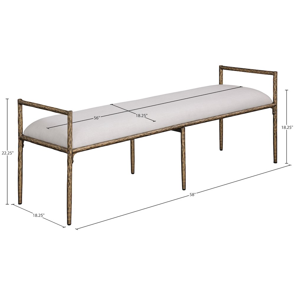 Axis Beige Linen Textured Fabric Upholstered Bench