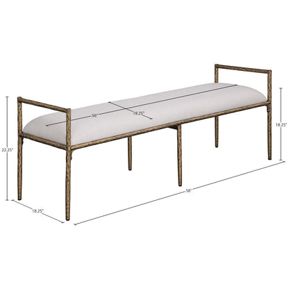 Axis Beige Linen Textured Fabric Upholstered Bench