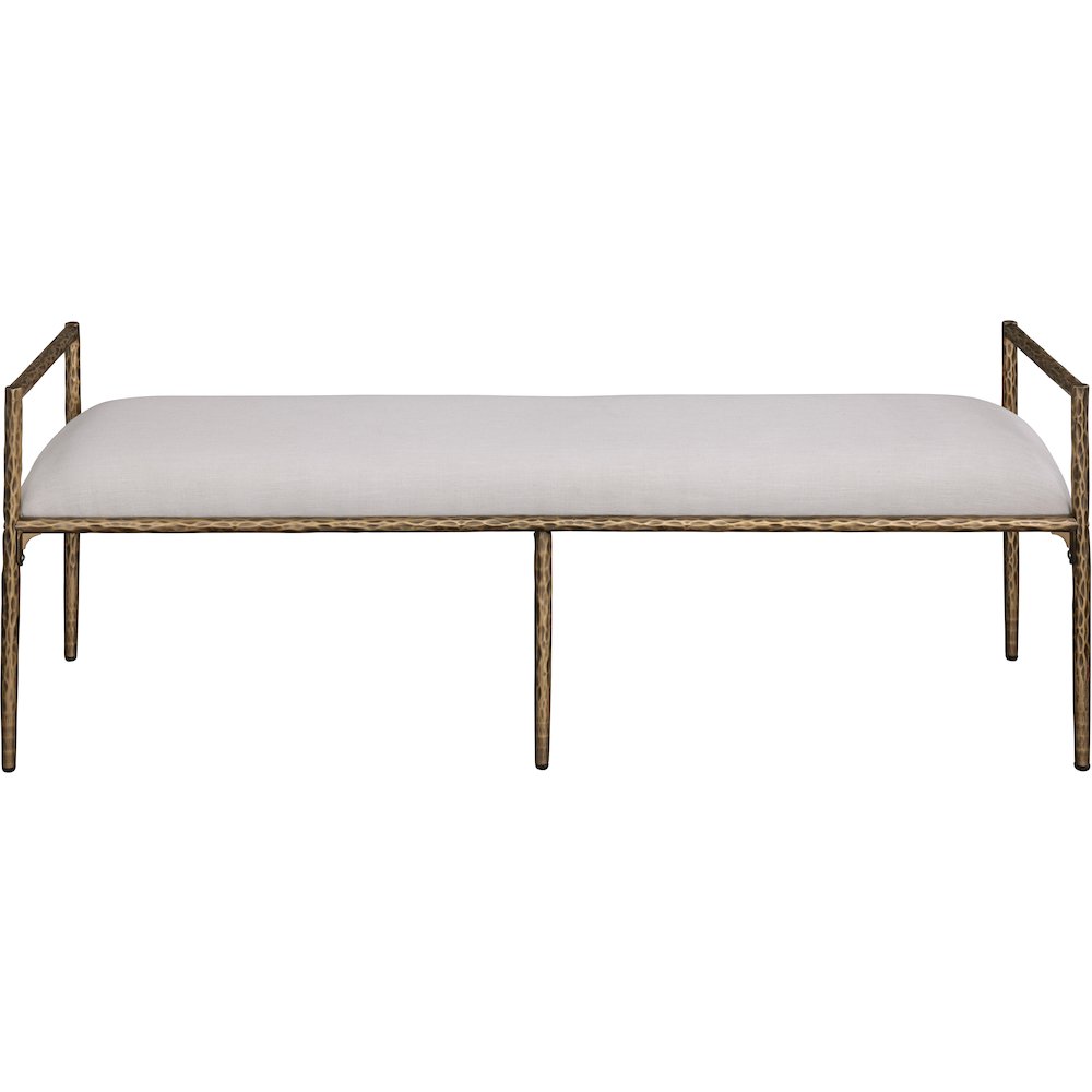 Axis Beige Linen Textured Fabric Upholstered Bench
