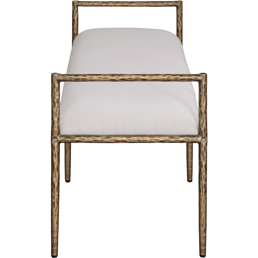 Axis Beige Linen Textured Fabric Upholstered Bench