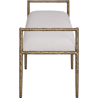 Axis Beige Linen Textured Fabric Upholstered Bench