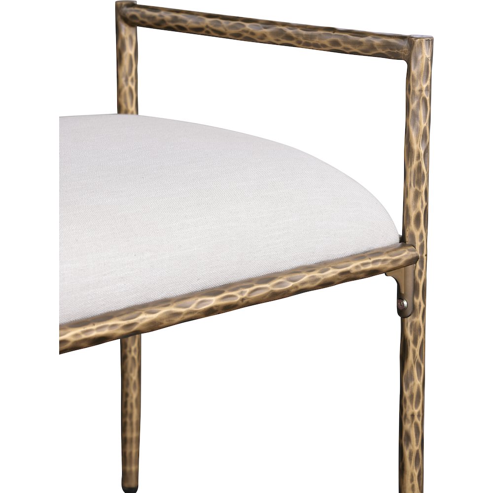 Axis Beige Linen Textured Fabric Upholstered Bench