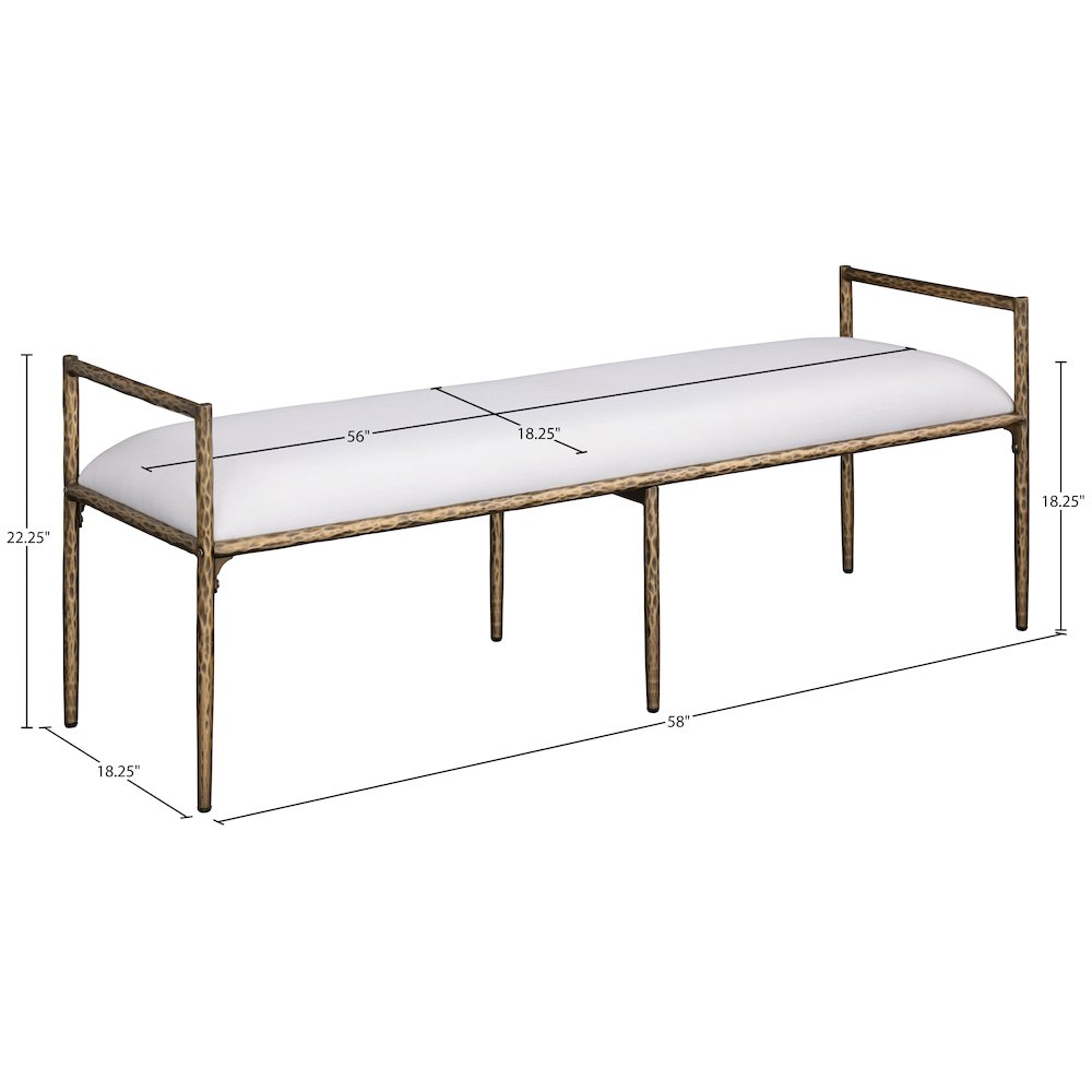 Axis Cream Linen Textured Fabric Upholstered Bench