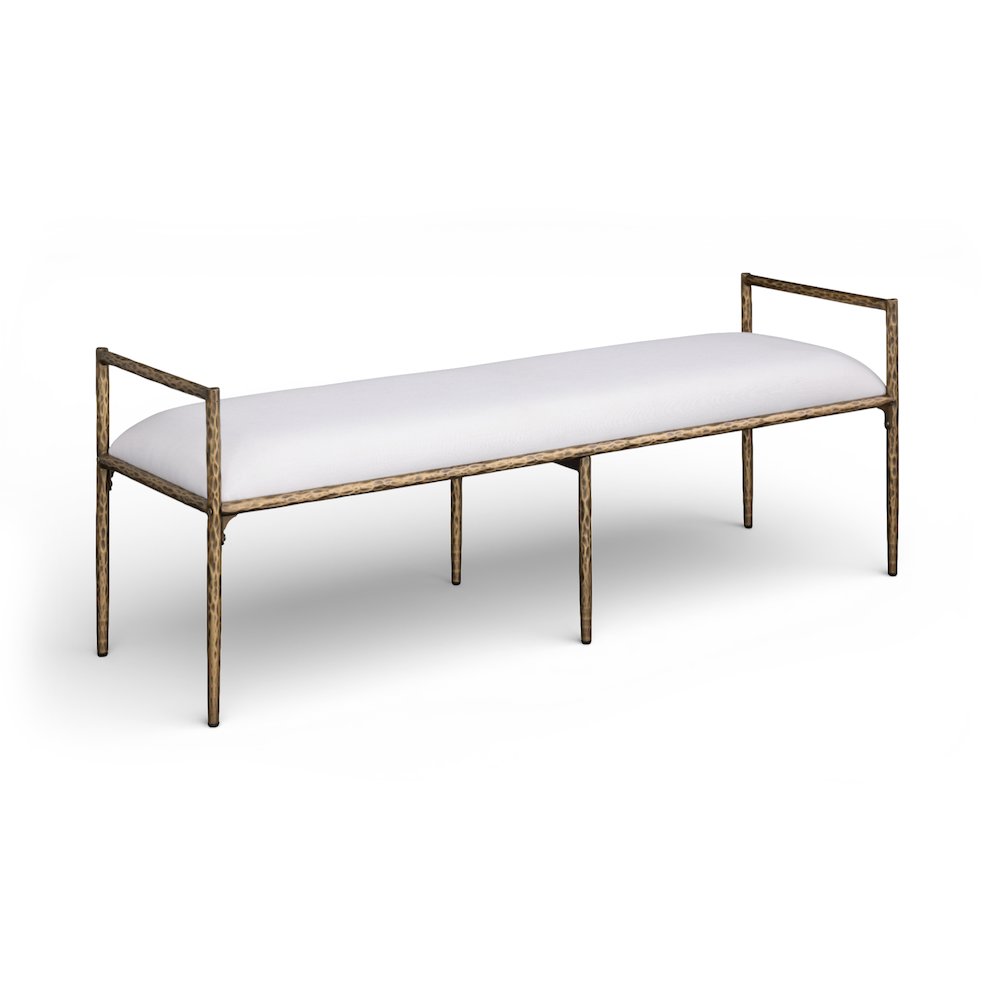 Axis Cream Linen Textured Fabric Upholstered Bench
