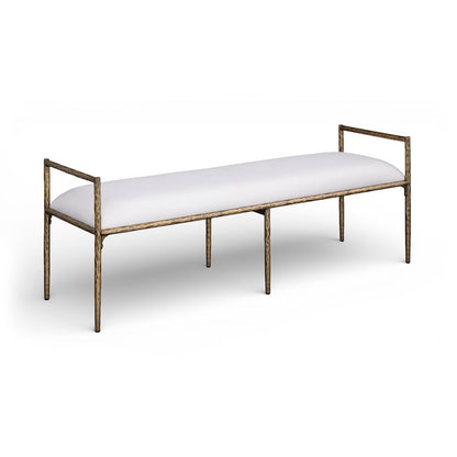 Axis Cream Linen Textured Fabric Upholstered Bench