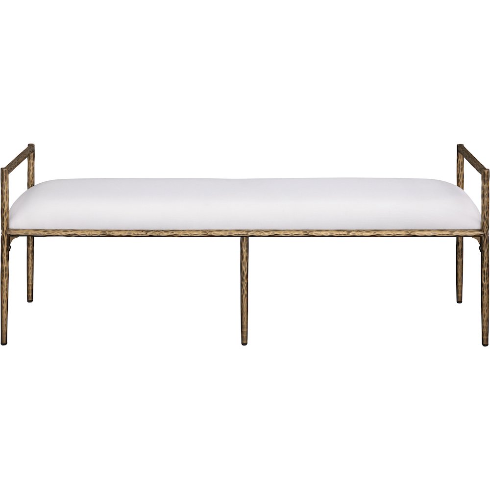 Axis Cream Linen Textured Fabric Upholstered Bench