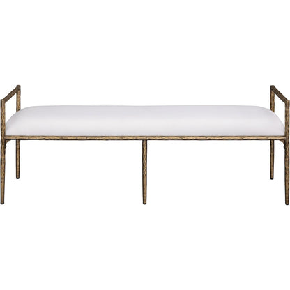 Axis Cream Linen Textured Fabric Upholstered Bench