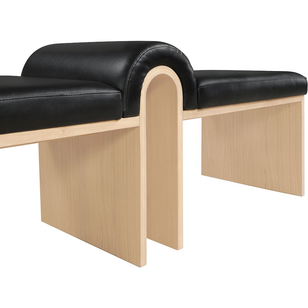 Delphine Black Vegan Leather Upholstered Bench
