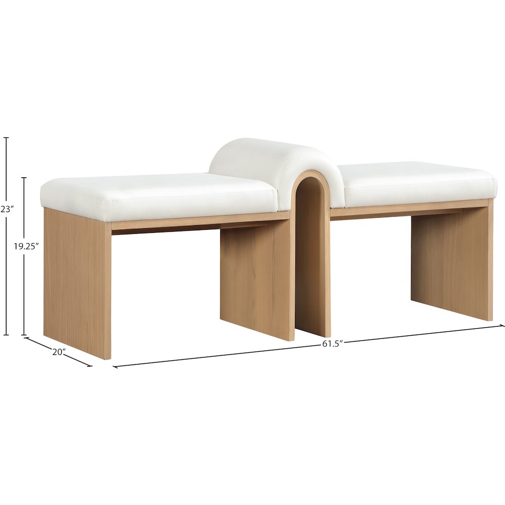 Delphine Cream Vegan Leather Upholstered Bench