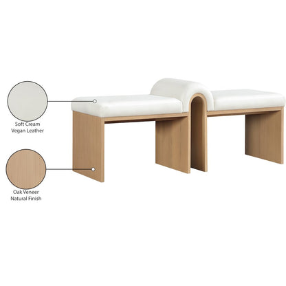 Delphine Cream Vegan Leather Upholstered Bench